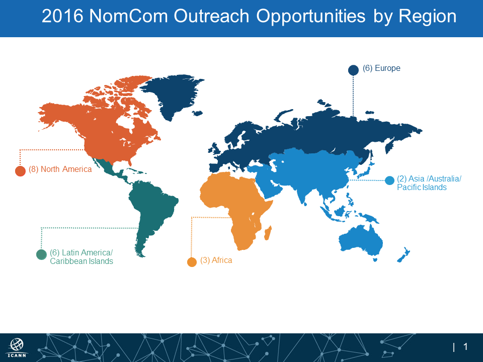2016 NomCom Outreach Opportunities by Region